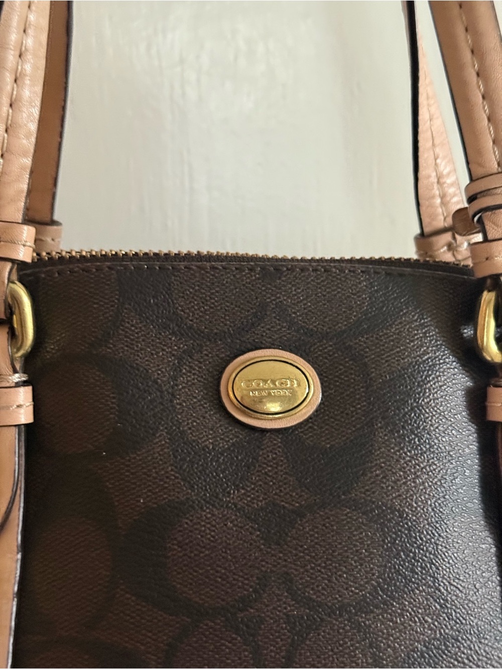 Coach Dark Brown Signature Dome Satchel with Light Tan Trim - Picture 6 of 6